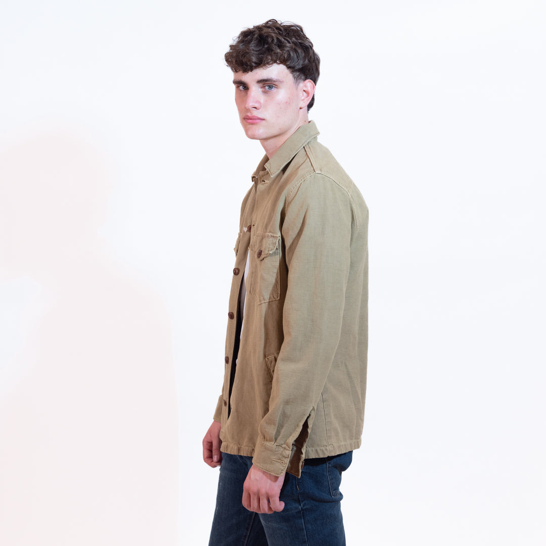 Bl'ker Acadia Lino Overshirt Uomo Moka