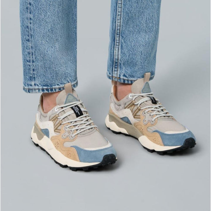 Flower Mountain Yamano 3 Man Sneakers in Suede Beige-Grigio