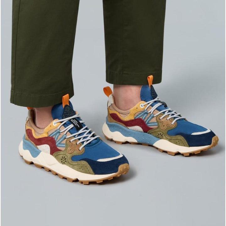 Flower Mountain Yamano 3 Man Sneakers in Suede Blu-Verde