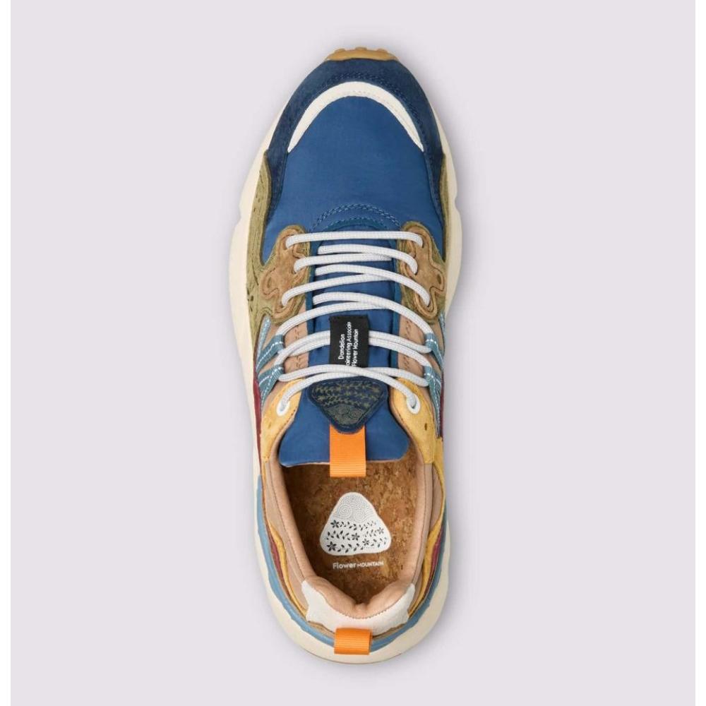 Flower Mountain Yamano 3 Man Sneakers in Suede Blu-Verde