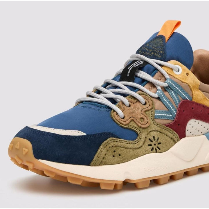 Flower Mountain Yamano 3 Man Sneakers in Suede Blu-Verde