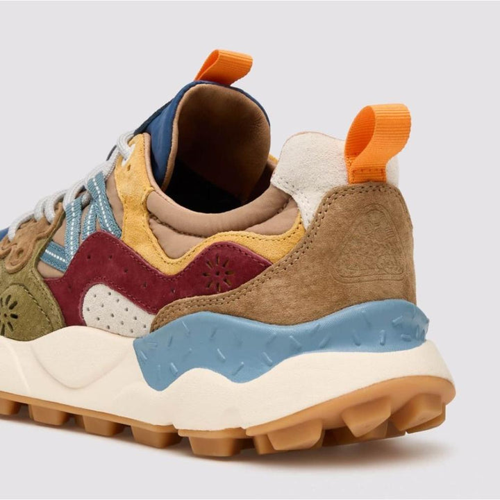 Flower Mountain Yamano 3 Man Sneakers in Suede Blu-Verde