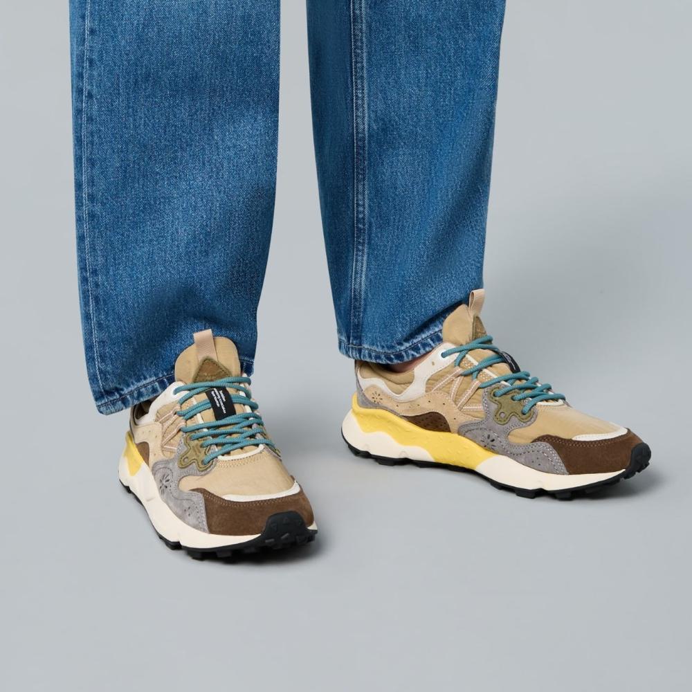 Flower Mountain Yamano 3 Man Sneakers Suede e Tessuto Tecnico Uomo Marrone-Grigio