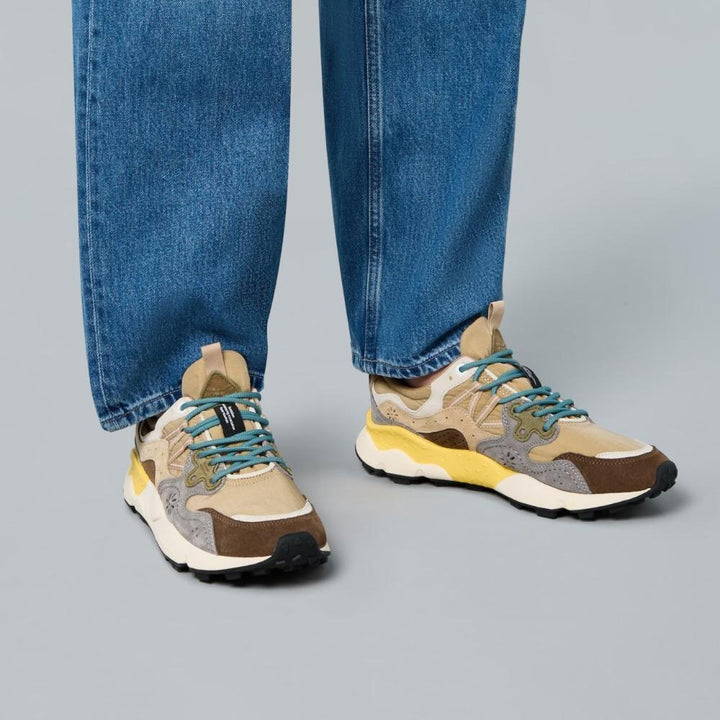 Flower Mountain Yamano 3 Man Sneakers Suede e Tessuto Tecnico Uomo Marrone-Grigio