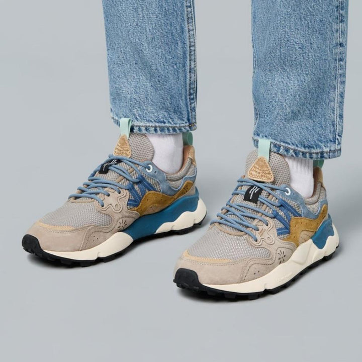 Flower Mountain Yamano 3 Man Sneakers in Suede Beige-Grigio