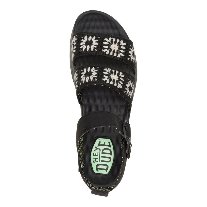 Hey Dude Delray Buckle Cottage Crochet Donna Nero