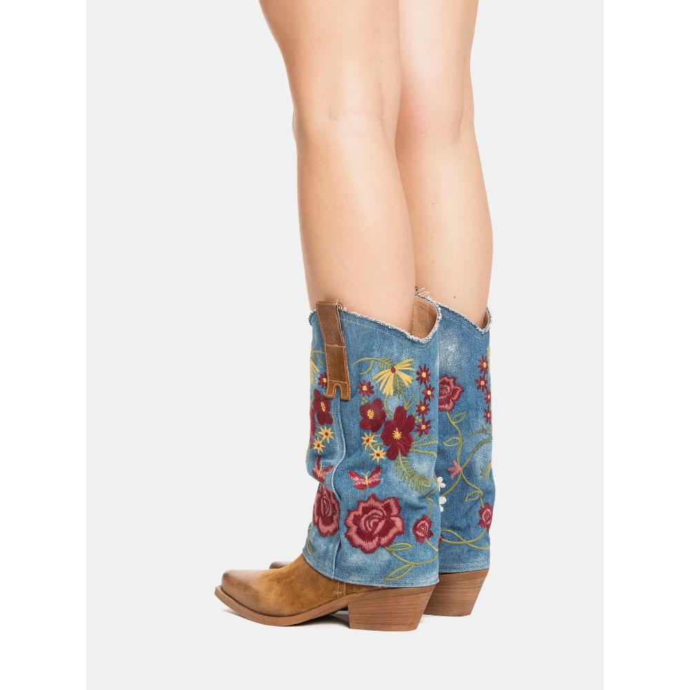 Metisse Stivali Texani Camoscio Cuoio Jeans Donna