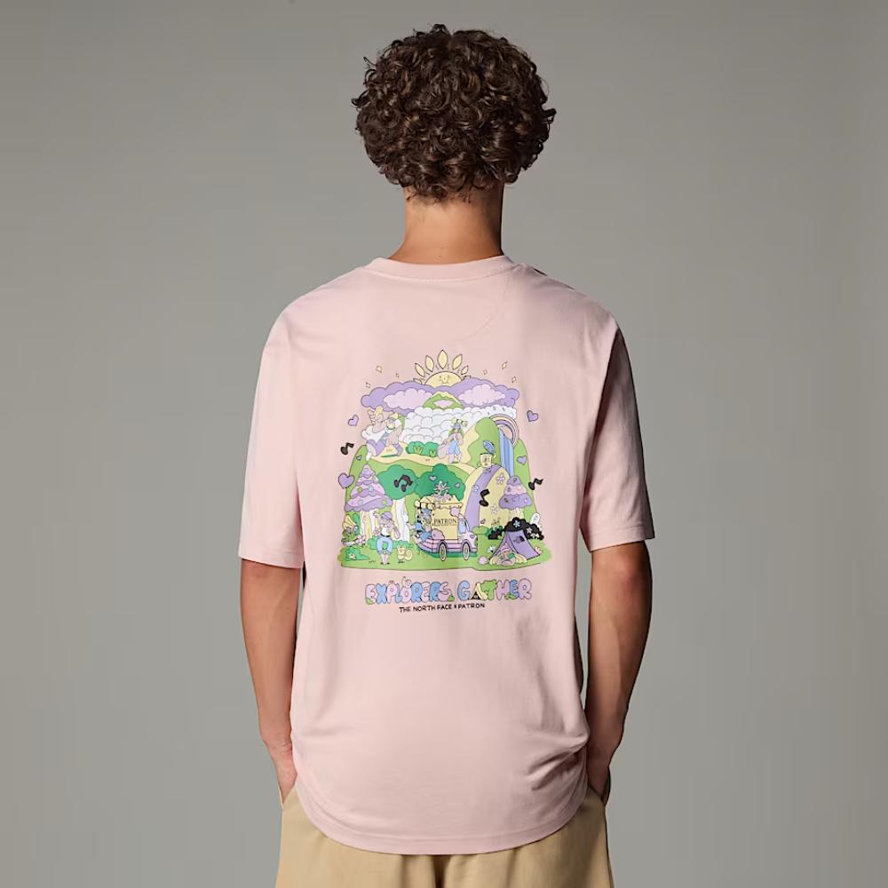 The North Face T-shirt Mountain Cleanup Oversized Uomo Pink Moss