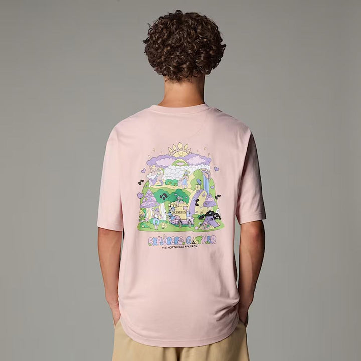 The North Face T-shirt Mountain Cleanup Oversized Uomo Pink Moss