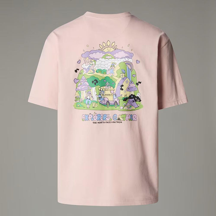 The North Face T-shirt Mountain Cleanup Oversized Uomo Pink Moss
