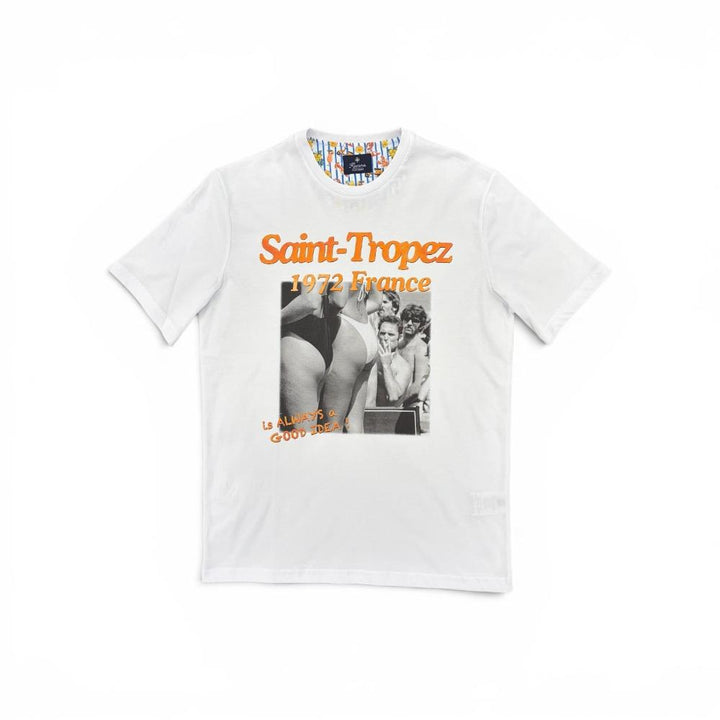 Alley Docks T-shirt Optical White Stampa "Saint Tropez" Uomo