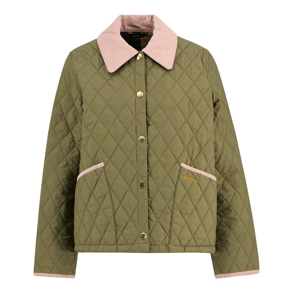 Barbour Giacca Trapuntata Liddesdale Cropped Icons Bleached Olive Donna