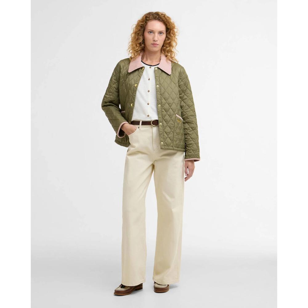 Barbour Giacca Trapuntata Liddesdale Cropped Icons Bleached Olive Donna