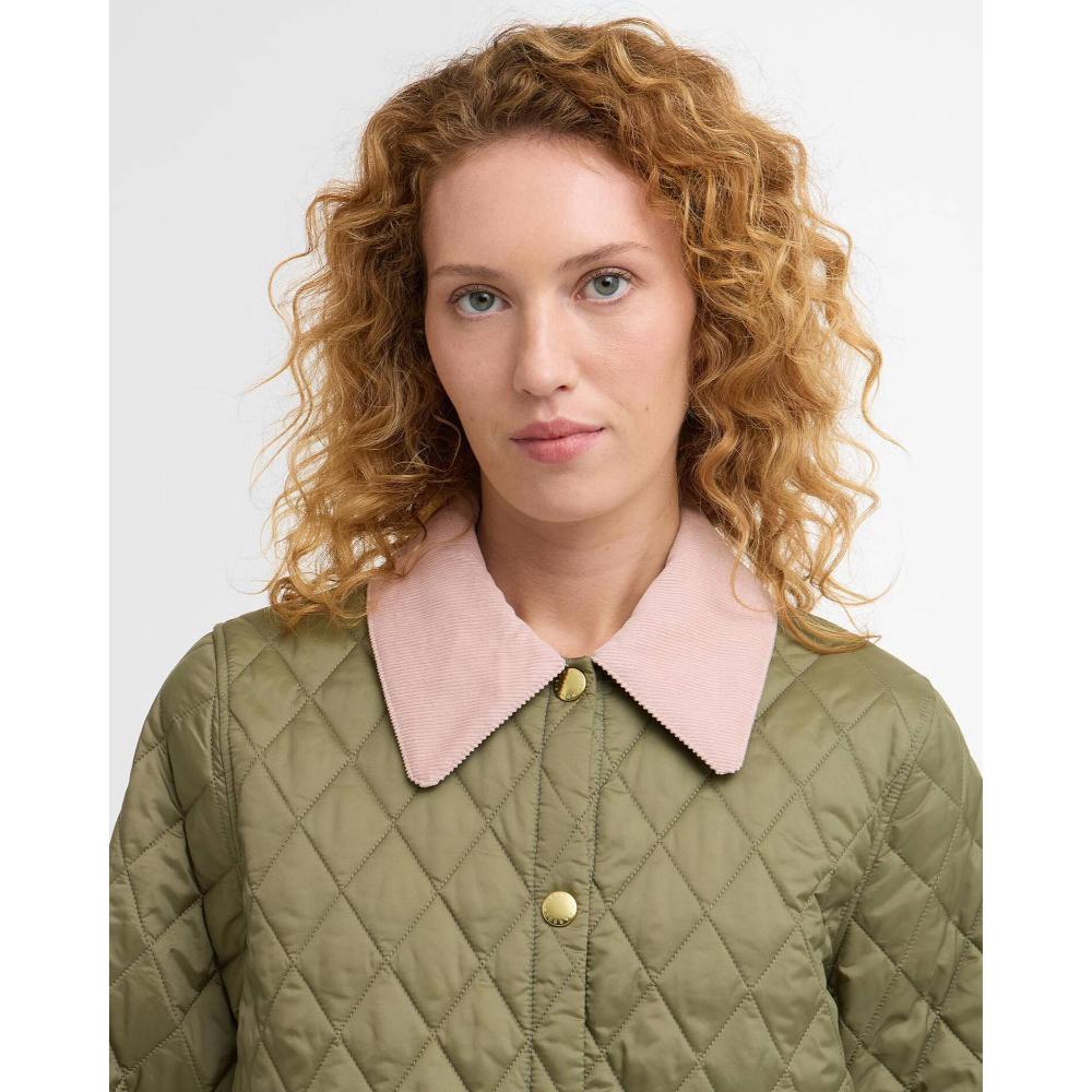 Barbour Giacca Trapuntata Liddesdale Cropped Icons Bleached Olive Donna