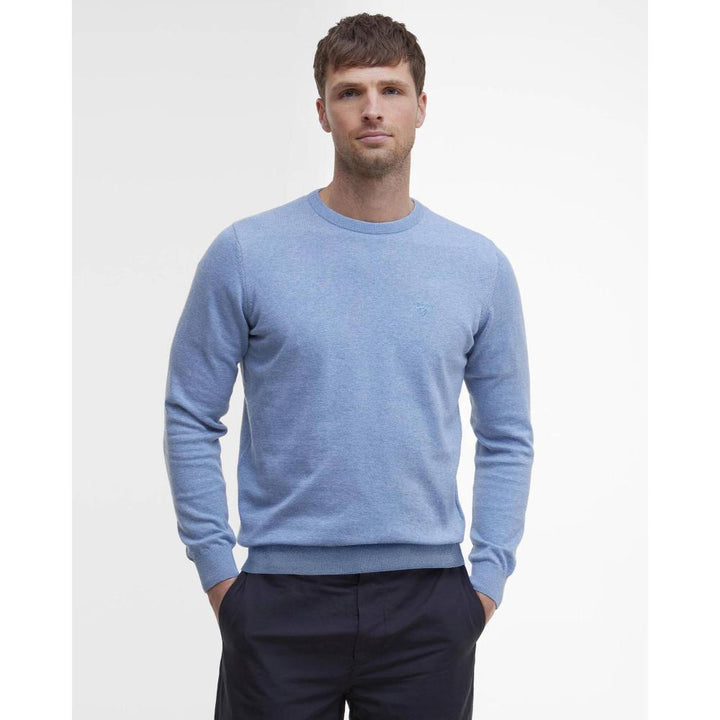 Barbour Maglione Girocollo In Cotone Pima Dark Chambray Uomo