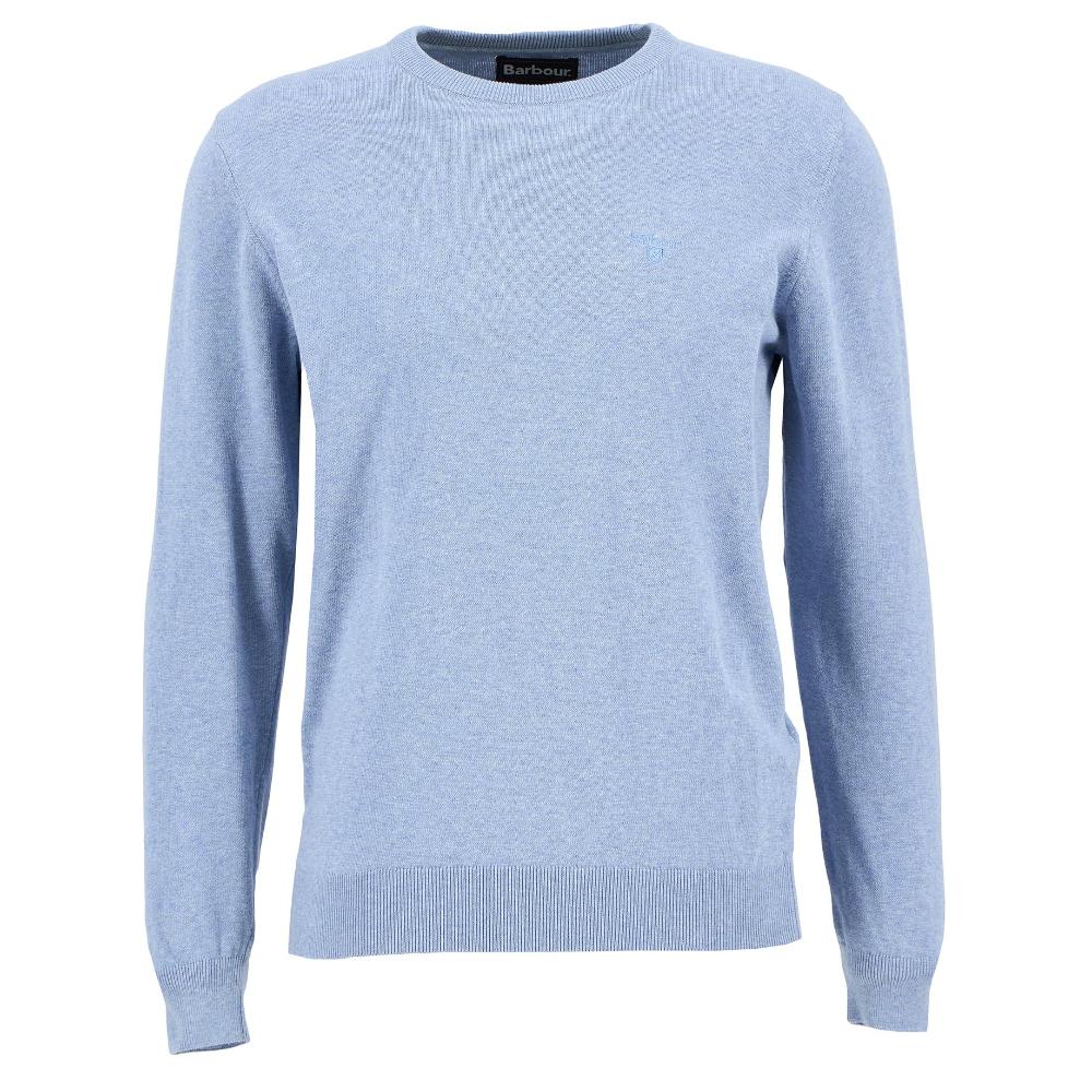 Barbour Maglione Girocollo In Cotone Pima Dark Chambray Uomo