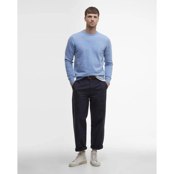 Barbour Maglione Girocollo In Cotone Pima Dark Chambray Uomo