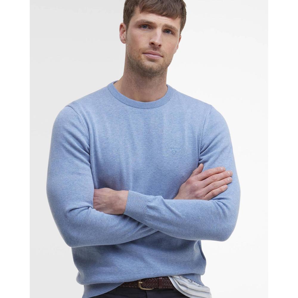 Barbour Maglione Girocollo In Cotone Pima Dark Chambray Uomo