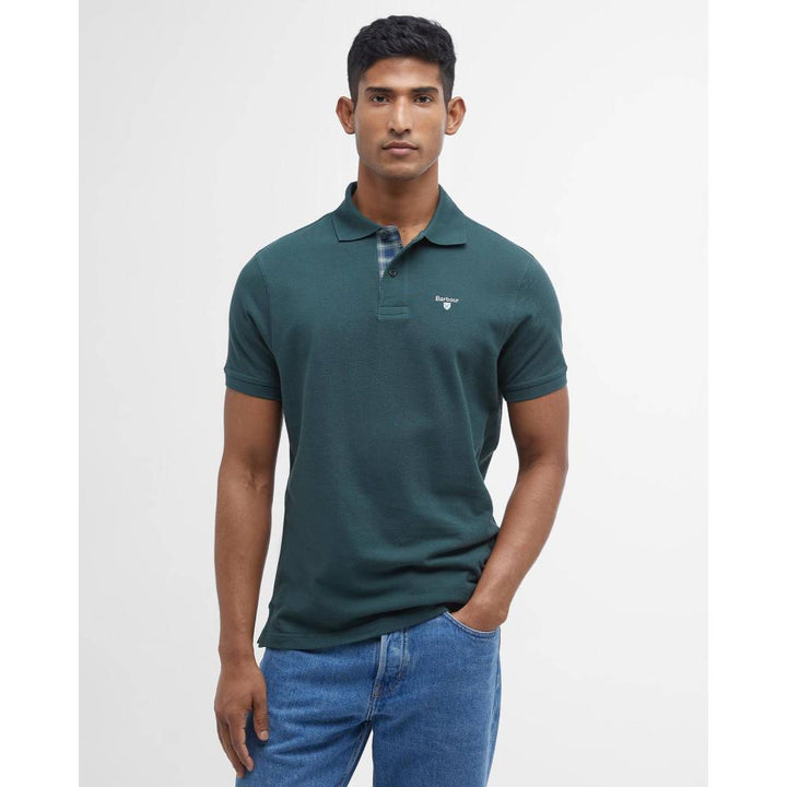 Barbour Tartan Pique Polo Green Gables Uomo
