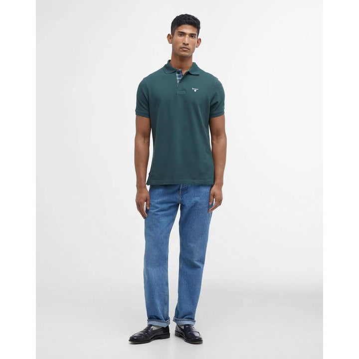 Barbour Tartan Pique Polo Green Gables Uomo