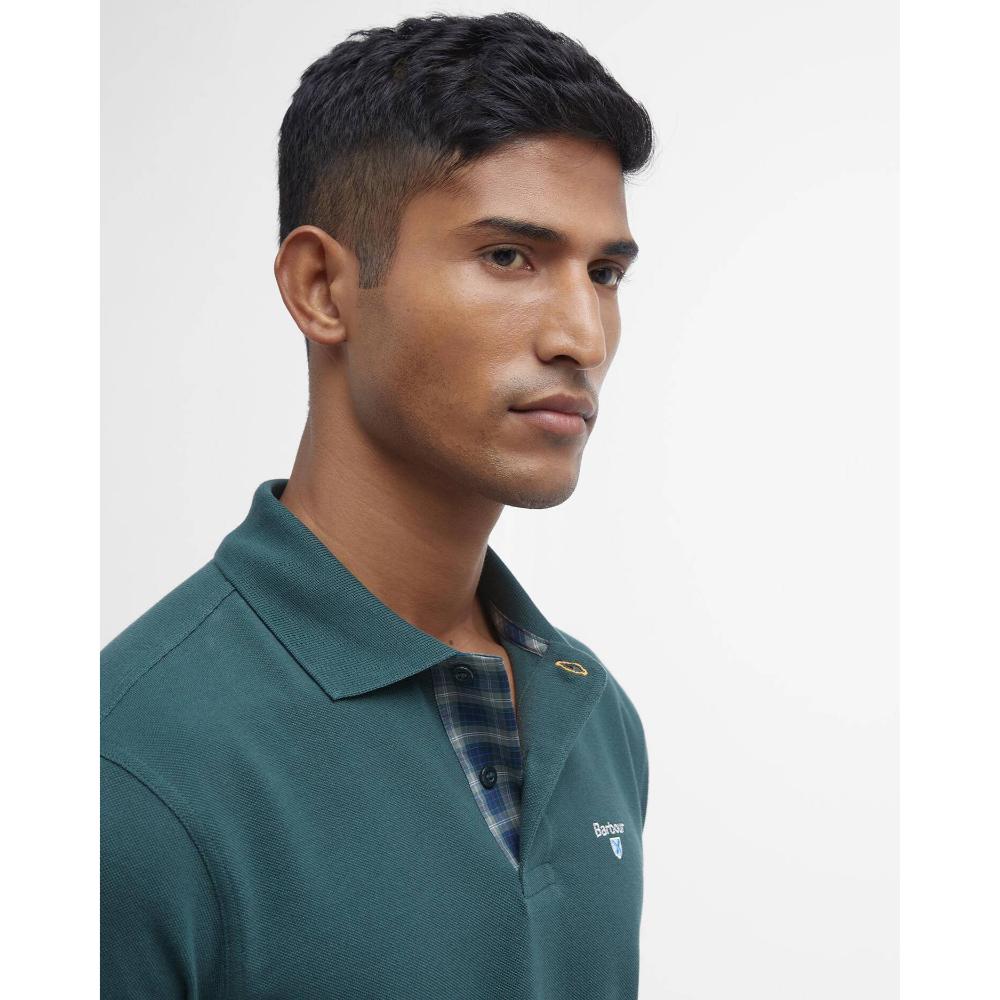 Barbour Tartan Pique Polo Green Gables Uomo
