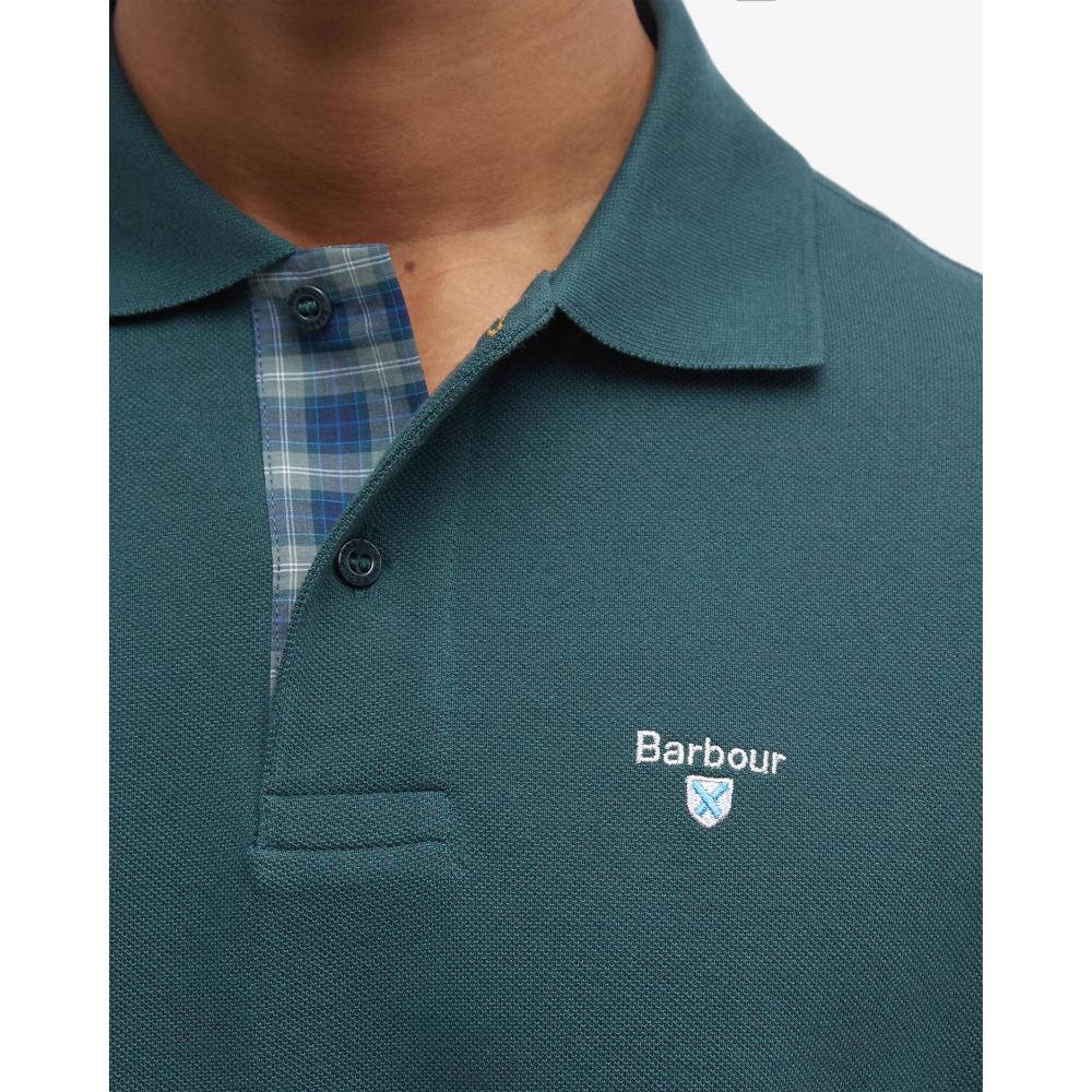 Barbour Tartan Pique Polo Green Gables Uomo