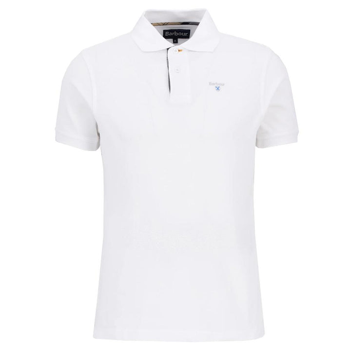 Barbour Tartan Pique Polo White Dress Uomo