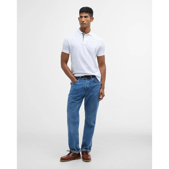 Barbour Tartan Pique Polo White Dress Uomo