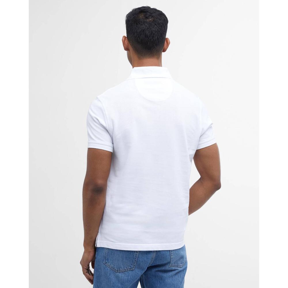 Barbour Tartan Pique Polo White Dress Uomo
