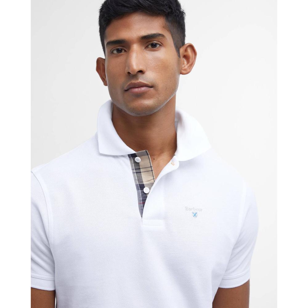 Barbour Tartan Pique Polo White Dress Uomo
