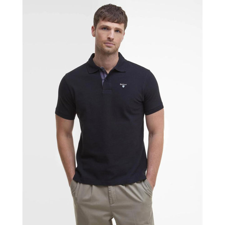 Barbour Tartan Pique Polo Black Modern Uomo