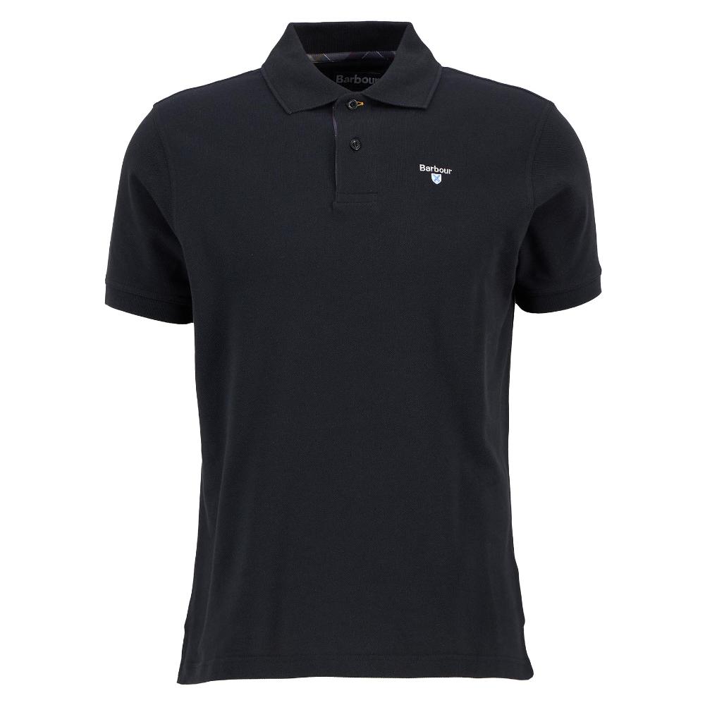 Barbour Tartan Pique Polo Black Modern Uomo