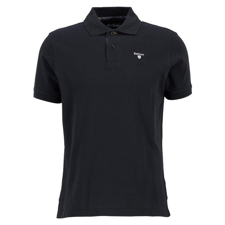 Barbour Tartan Pique Polo Black Modern Uomo