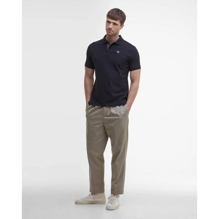 Barbour Tartan Pique Polo Black Modern Uomo
