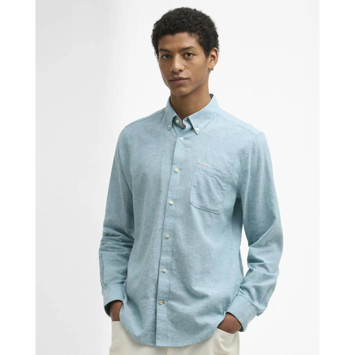 Barbour Camicia Sartoriale Nelson Light Teal Uomo