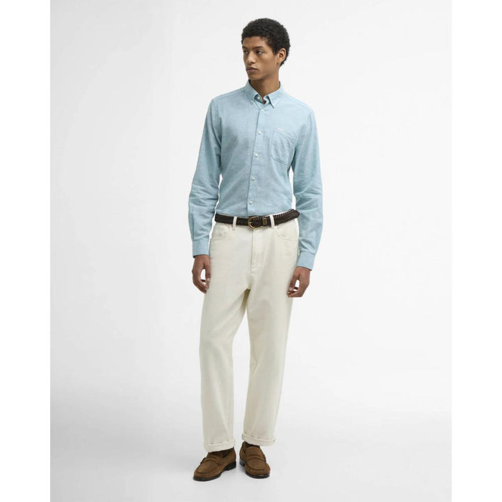 Barbour Camicia Sartoriale Nelson Light Teal Uomo