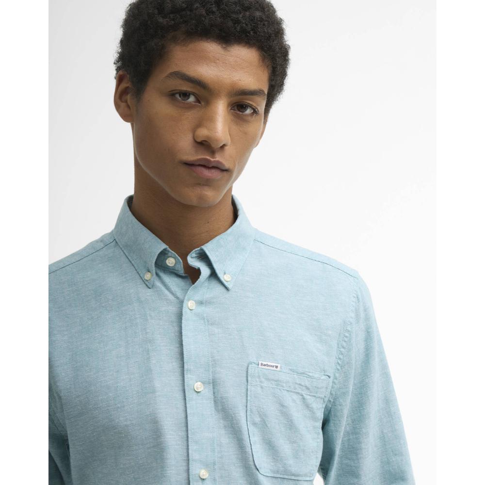 Barbour Camicia Sartoriale Nelson Light Teal Uomo