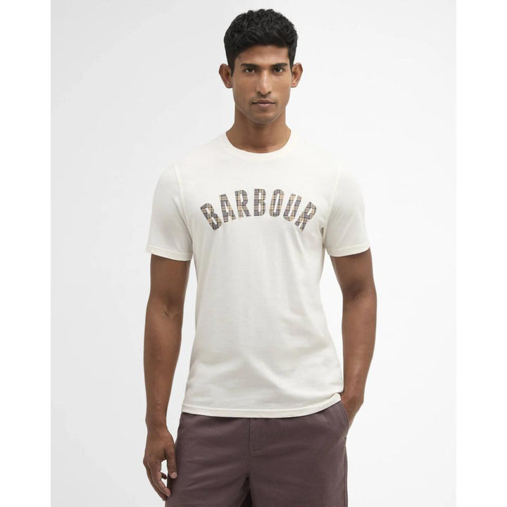 Barbour T-shirt Berwick In Tartan Whisper White Uomo