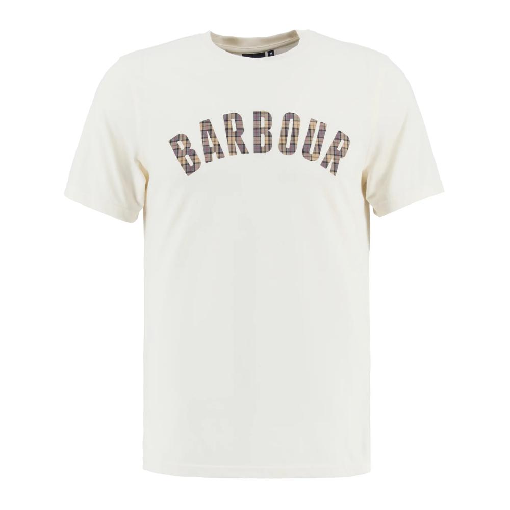 Barbour T-shirt Berwick In Tartan Whisper White Uomo