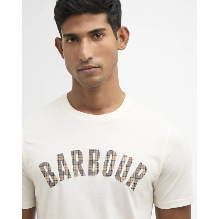 Barbour T-shirt Berwick In Tartan Whisper White Uomo