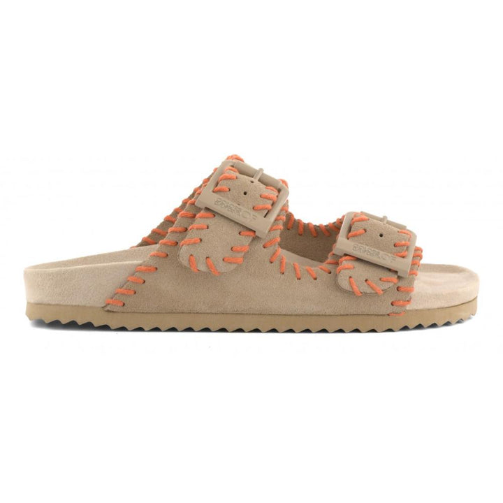 Colors Of California Slofi Sandalo In Pelle Scamosciata e Stitching Donna Mud