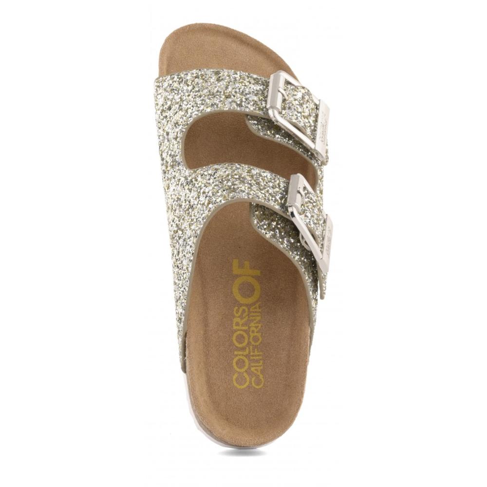Colors Of California Slofi Sandalo Glitter Silver Donna