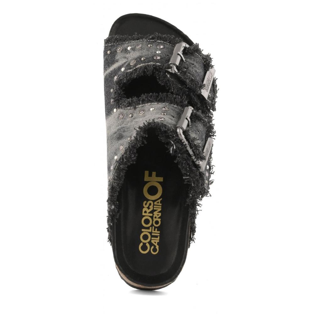 Colors Of California Slofi Sandalo In Denim Black Donna