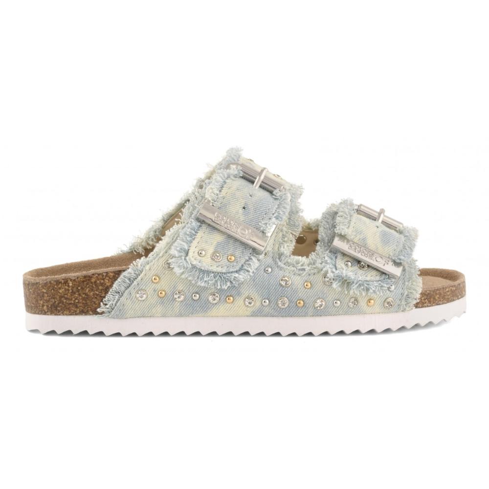 Colors Of California Slofi Sandalo In Denim Donna White Denim