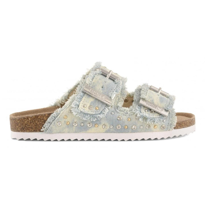 Colors Of California Slofi Sandalo In Denim Donna White Denim