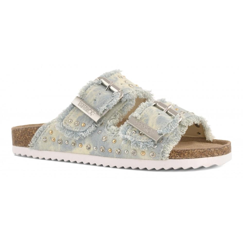Colors Of California Slofi Sandalo In Denim Donna White Denim