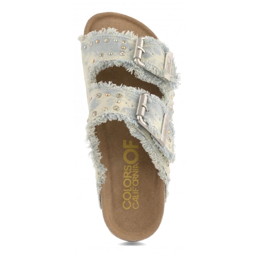 Colors Of California Slofi Sandalo In Denim Donna White Denim