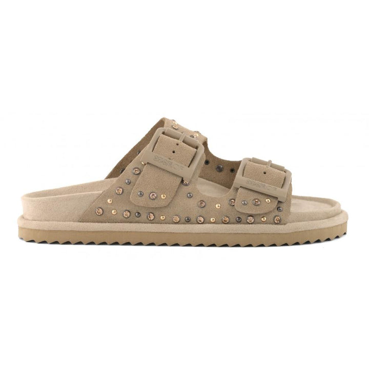 Colors Of California Slofiw Sandalo In Pelle Scamosciata e Strass Donna Mud