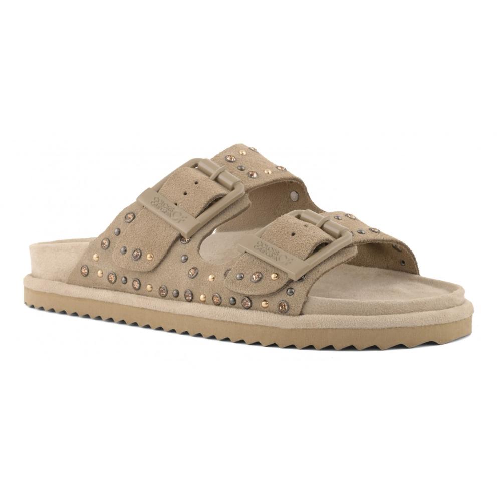 Colors Of California Slofiw Sandalo In Pelle Scamosciata e Strass Donna Mud