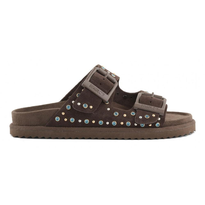 Colors Of California Slofiw Sandalo In Pelle Moka Donna